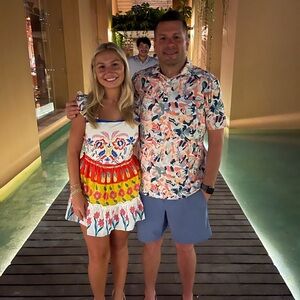 Sugarlips mixed print square neck sleeveless ruffle tiered dress